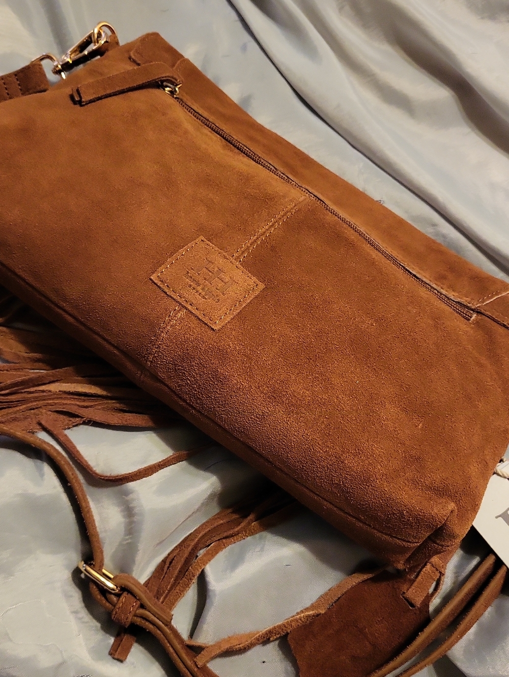 Fringe Suede Crossbody Bag - Brown - Picture 2 of 3